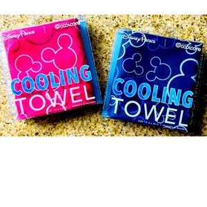 Disney Parks Mickey Mouse Cooling Towel SET OF 2 Pink and Blue 15" x 36" NWT